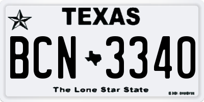 TX license plate BCN3340