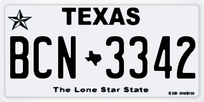 TX license plate BCN3342