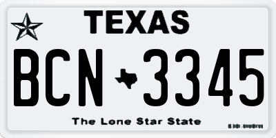 TX license plate BCN3345