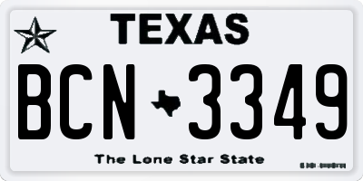 TX license plate BCN3349