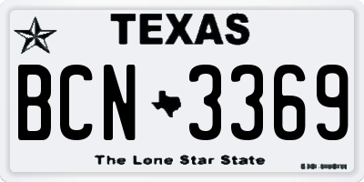 TX license plate BCN3369