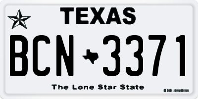 TX license plate BCN3371