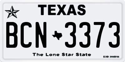 TX license plate BCN3373