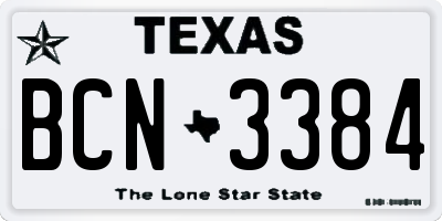TX license plate BCN3384