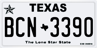 TX license plate BCN3390