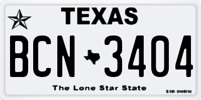 TX license plate BCN3404