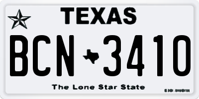 TX license plate BCN3410