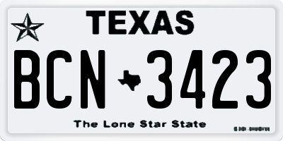 TX license plate BCN3423