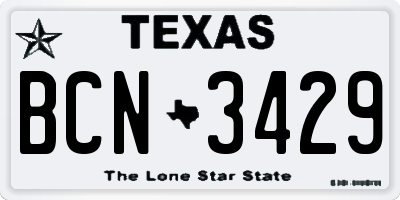 TX license plate BCN3429