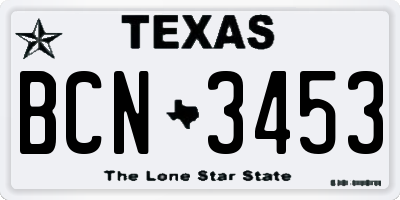 TX license plate BCN3453