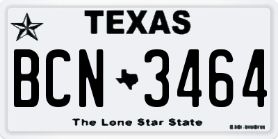 TX license plate BCN3464