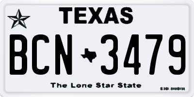 TX license plate BCN3479