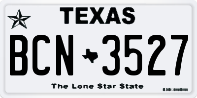 TX license plate BCN3527