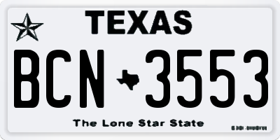 TX license plate BCN3553