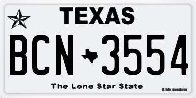 TX license plate BCN3554