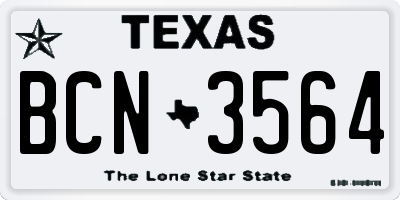 TX license plate BCN3564