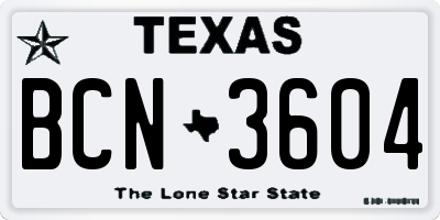 TX license plate BCN3604