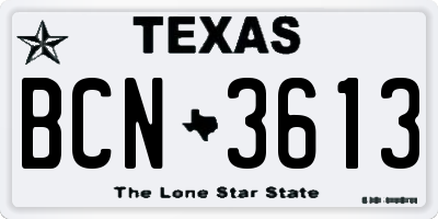TX license plate BCN3613