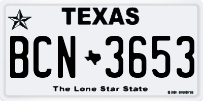 TX license plate BCN3653