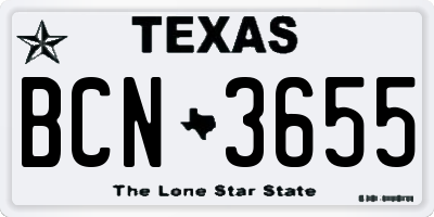 TX license plate BCN3655
