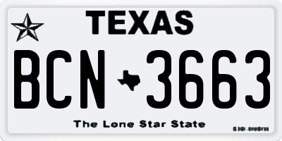 TX license plate BCN3663