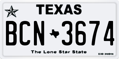 TX license plate BCN3674