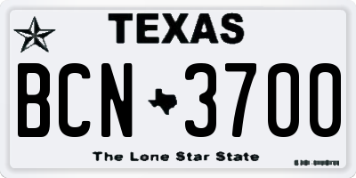 TX license plate BCN3700