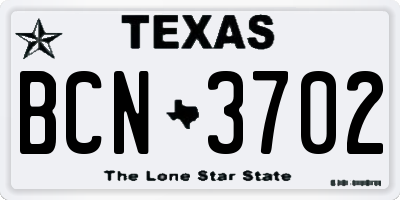 TX license plate BCN3702