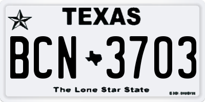 TX license plate BCN3703