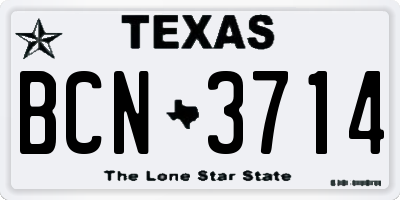 TX license plate BCN3714