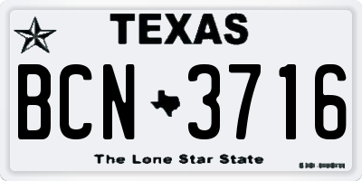 TX license plate BCN3716