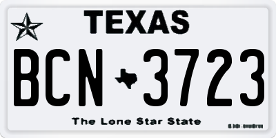 TX license plate BCN3723