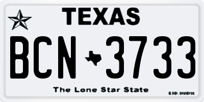 TX license plate BCN3733