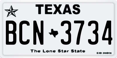 TX license plate BCN3734