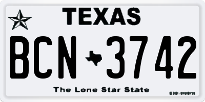 TX license plate BCN3742
