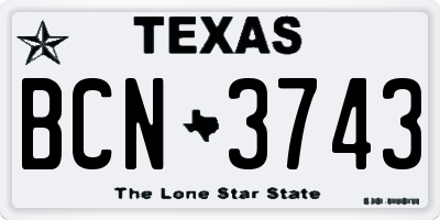 TX license plate BCN3743