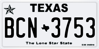 TX license plate BCN3753