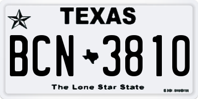TX license plate BCN3810
