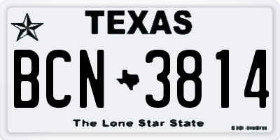 TX license plate BCN3814
