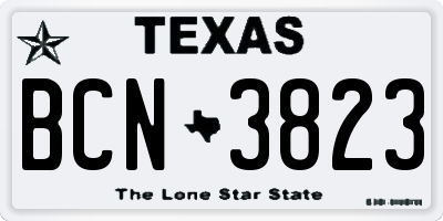 TX license plate BCN3823