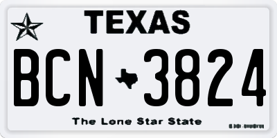 TX license plate BCN3824