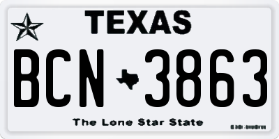 TX license plate BCN3863