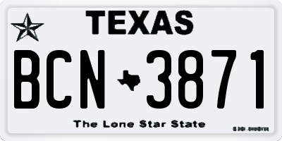 TX license plate BCN3871
