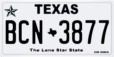 TX license plate BCN3877