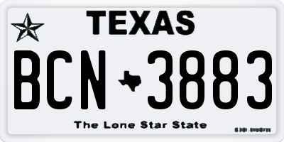 TX license plate BCN3883