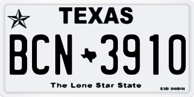 TX license plate BCN3910