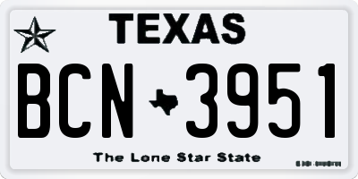 TX license plate BCN3951