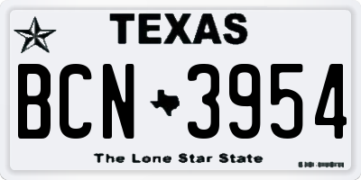 TX license plate BCN3954