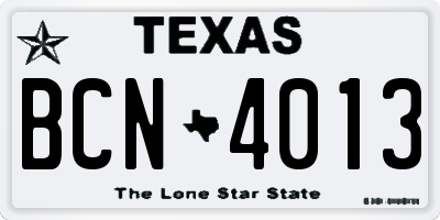 TX license plate BCN4013