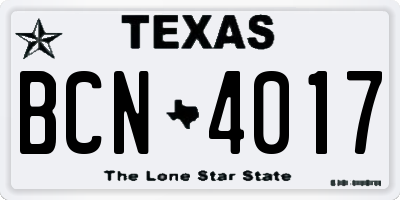 TX license plate BCN4017